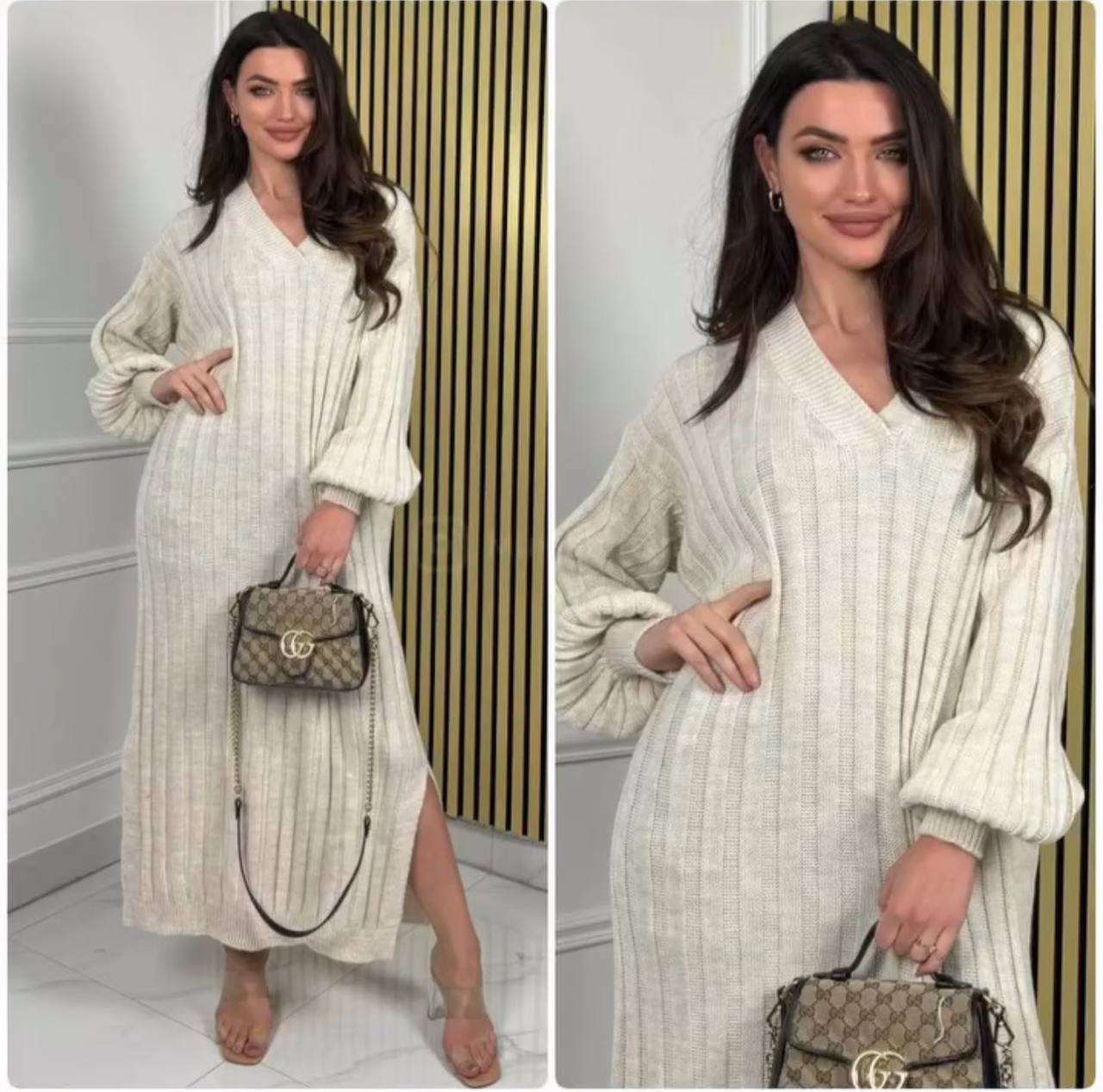 Maxi Robe Hiver Cocooning Chic - Robe Longue Maille Côtelée | RevyMode